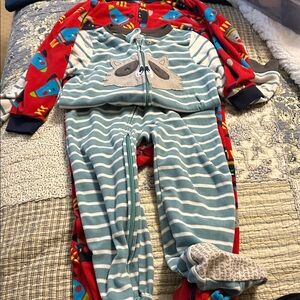 Carter's Blue and Red Striped Raccoon Footie